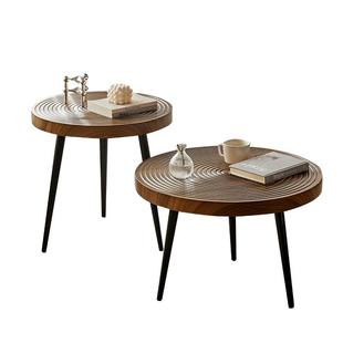 中古风极简茶几日式创意年轮小茶几小户型茶几客厅沙发边几阳台桌