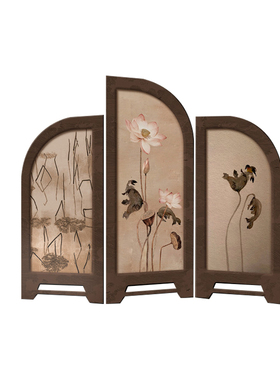 中古风摆件桌面小屏风茶室家居电视边柜高级感玄关装饰画复古摆画