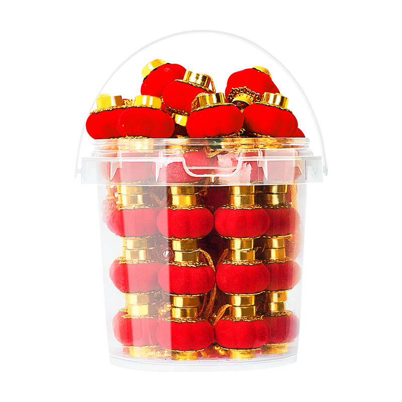 新年装饰植绒小红灯笼树上挂饰2026新款马年过年春节绿植迷你挂件