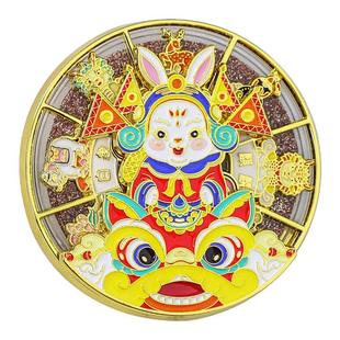 老北京兔儿爷葫芦麒麟金属旋转流沙冰箱贴景区文创旅游磁吸主题