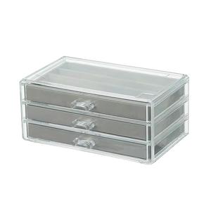 项链收纳盒珍珠项链抽屉式首饰盒盘长手链珠子饰品桌面防尘整理箱