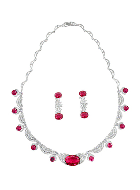 MJ轻奢饰品法式复古奢华新娘晚宴项链耳环套装高级感首饰女中古风