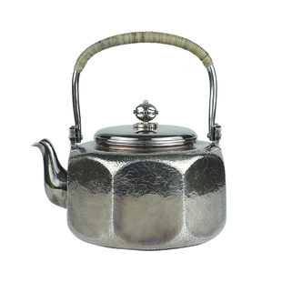 纯银时代八边形纯银壶 纯银999烧水壶手工家用银茶壶大容量1200ml