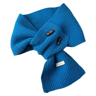 100%羊毛韩系高级感纯色小围巾女秋冬季时尚百搭保暖护颈交叉围脖