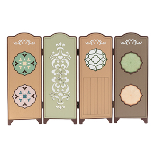 阿楹 奶油南洋风桌上遮挡迷你小屏风隔断盲盒娃娃拍照道具柜摆件