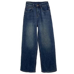 清仓特价高腰显瘦垂感加厚加绒牛仔裤女冬季裤子宽松直筒阔腿裤冬