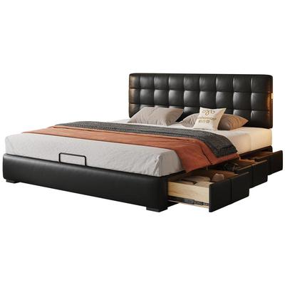 帕沙曼华夫格皮床超薄床头省空间