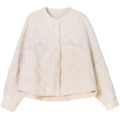 GESGOO提花圆领棉麻外套