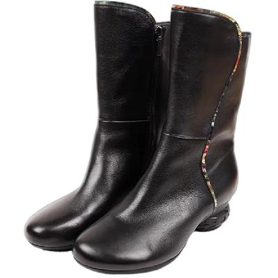 真皮中筒靴女2025年新款秋冬