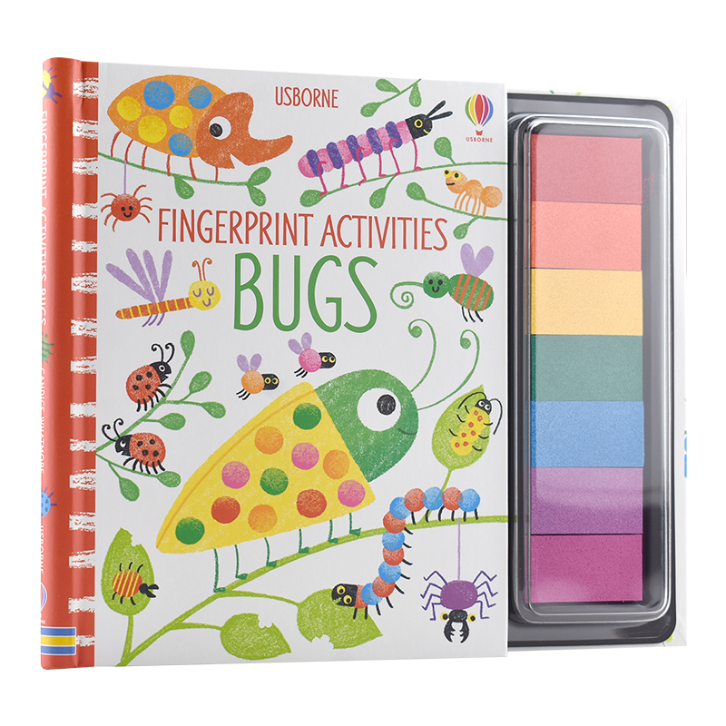 Usborne Fingerprint Activities Bugs尤斯伯恩指纹印画书昆虫主题颜料手指画低幼儿童艺术启蒙创意绘画DIY 6+岁英文原版