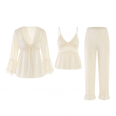 赵露思同款-真丝睡衣3件套家居服