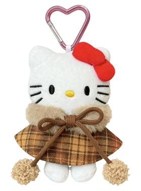 日本正版kitty圣诞棕色格纹斗篷