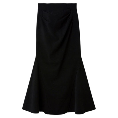 SNIDEL2026春夏新品时尚纯色高腰抽褶后开叉鱼尾半身裙SWFS261238