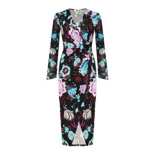 DVF2026春夏新款柳枝花卉轻薄修身侧开叉连衣裙DL4T020