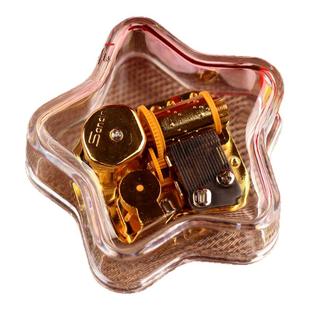 铜金属机芯音乐盒八音盒发条旋转五角星男女生日情人节风水招财