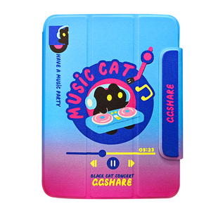 寄居蟹原创唱片猫ipad磁吸三折式保护壳小众设计适用苹果iPad Pro10.5英寸11寸12.9寸平板Airmini6保护套好看