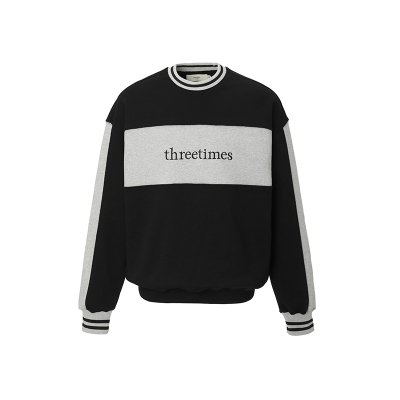 threetimes2025秋季男女同款情侣装拼色卫衣慵懒宽松运动早秋上衣