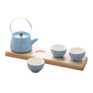 茶具套装提梁壶功夫小套日式陶瓷家用送礼旅行简约白色小茶壶茶杯