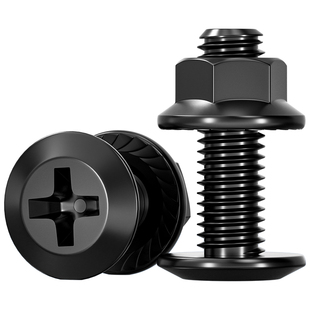 黑304不锈钢倒边十字螺丝大平头夹板床头家具连接子母钉螺母套装