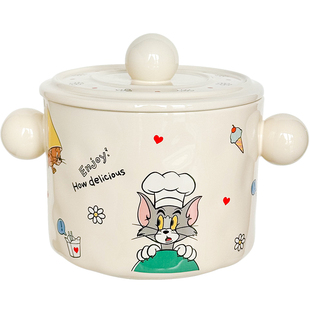 猫和老鼠双耳汤碗泡面碗带盖碗具家用2025新款高颜值大容量拉面碗