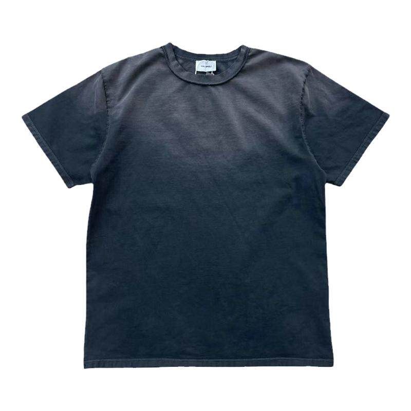 ASKYURSELF2023夏阳光水洗渐变经典基础高街做旧磨毛反穿短袖T恤