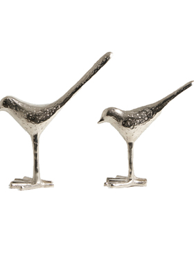 桌面装饰品金属动物银色小鸟摆件