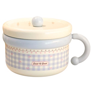 卡通泡面碗不锈钢带盖密封大容量学生宿舍个人专用高颜值饭盒汤碗