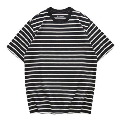 GOLDWIN刺绣条纹有机棉短袖T恤