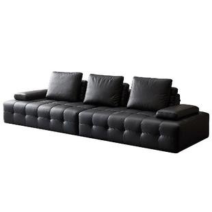 政府补贴全友家居意式极简客厅劳伦斯沙发黑色家具大黑牛真皮沙发