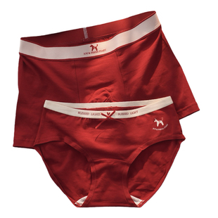 小江家~2条装情侣内裤纯棉一男一女夫妻内衣红色结婚本命年套装