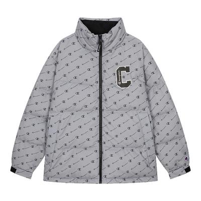 Champion冠军羽绒服冬季新款男满印立领面包服情侣保暖外套女