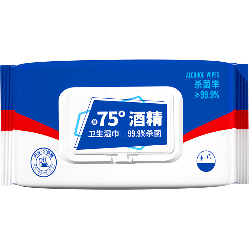 75°酒精湿巾清洁杀菌湿纸巾学生儿童擦手免洗卫生湿巾纸20包特价