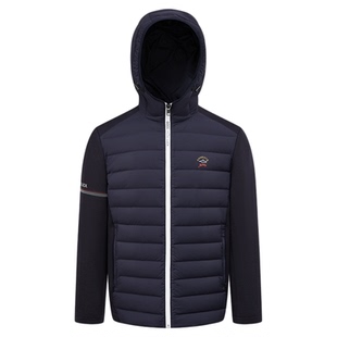 【白鸭绒】德鲨男装拼接连帽排骨羽绒服2025冬款休闲外套