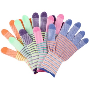 斑马纹尼龙手套PU涂指涂掌劳保耐磨工作透气防滑劳动薄手套干活弹