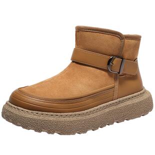 百丽男士休闲保暖棉雪地东北靴子男冬季新款厚底增高户外A2270DD5