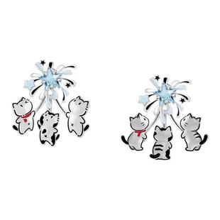 MASW麻秀原创设计流星烟花可爱猫咪耳钉轻奢烟火星辰爆款耳饰礼物