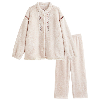 珊瑚绒睡衣女秋冬款高级感中国风