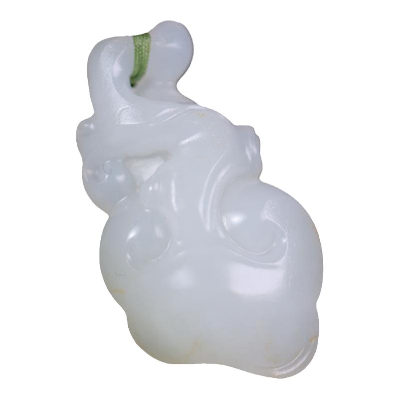 籽料苏工白玉玉灵芝如意挂玉坠