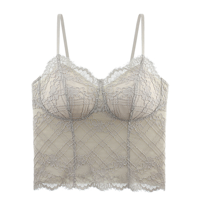 提未苏法式蕾丝带胸垫女吊带背心
