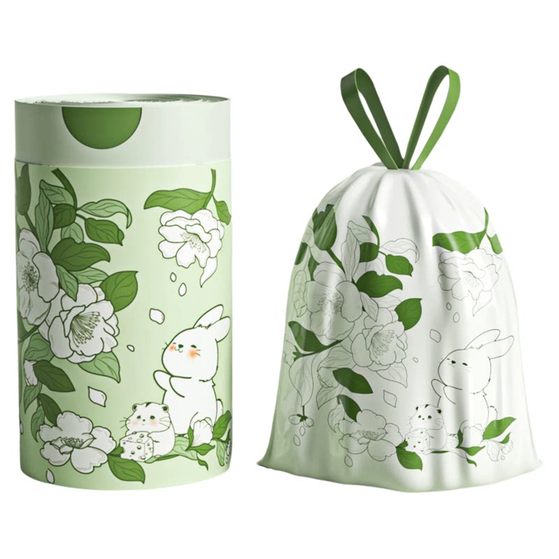 山茶花垃圾袋家用加厚手提式抽绳特厚厨房专用免撕款塑料袋卫生间