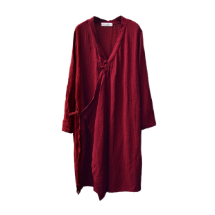 棉麻禅意佛系女装李子柒同款复古风中长款外搭开衫新中式汉服外套