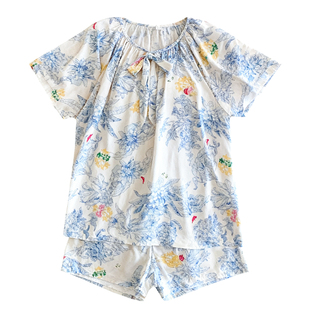 2026新款棉绸睡衣女夏薄款短袖短裤套装宽松韩版清新人造棉家居服