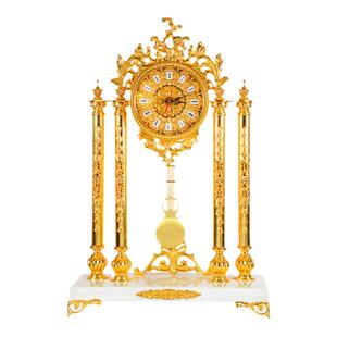 欧式台钟创意设计居家装饰客厅座钟电视柜高端玉石座钟进口机芯