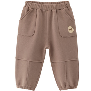 木生棉宝宝抓绒长裤秋冬季婴儿外出束脚裤子儿童舒适保暖休闲裤子