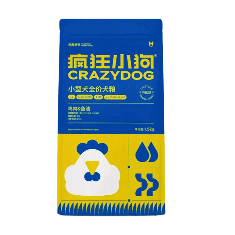 疯狂小狗宠物狗粮小蓝包成犬通用鸡肉牛肉鸭梨肉犬鱼油双拼狗粮
