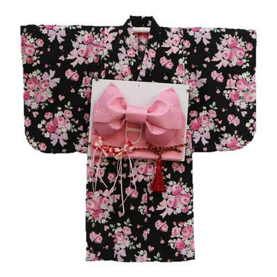 纯棉清仓女童和服振袖浴衣配腰封