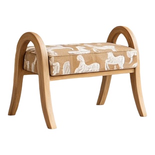 畔所/刺绣布艺北欧高级感矮凳换鞋凳实木床尾家用书房轻奢脚蹬