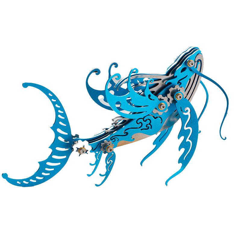 魔客金属拼图神兽海洋生物鲸鱼鲲机械鲨鱼DIY手工拼装模型玩具男