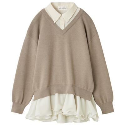 LILYBROWN拼接衬衫领连衣裙