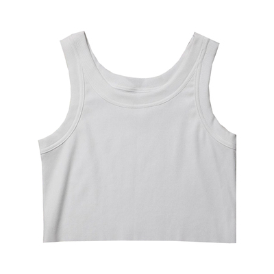 TANGTOWN自制INS博主时髦B备U领修身不锁边佰搭棉弹Tank短背心 女